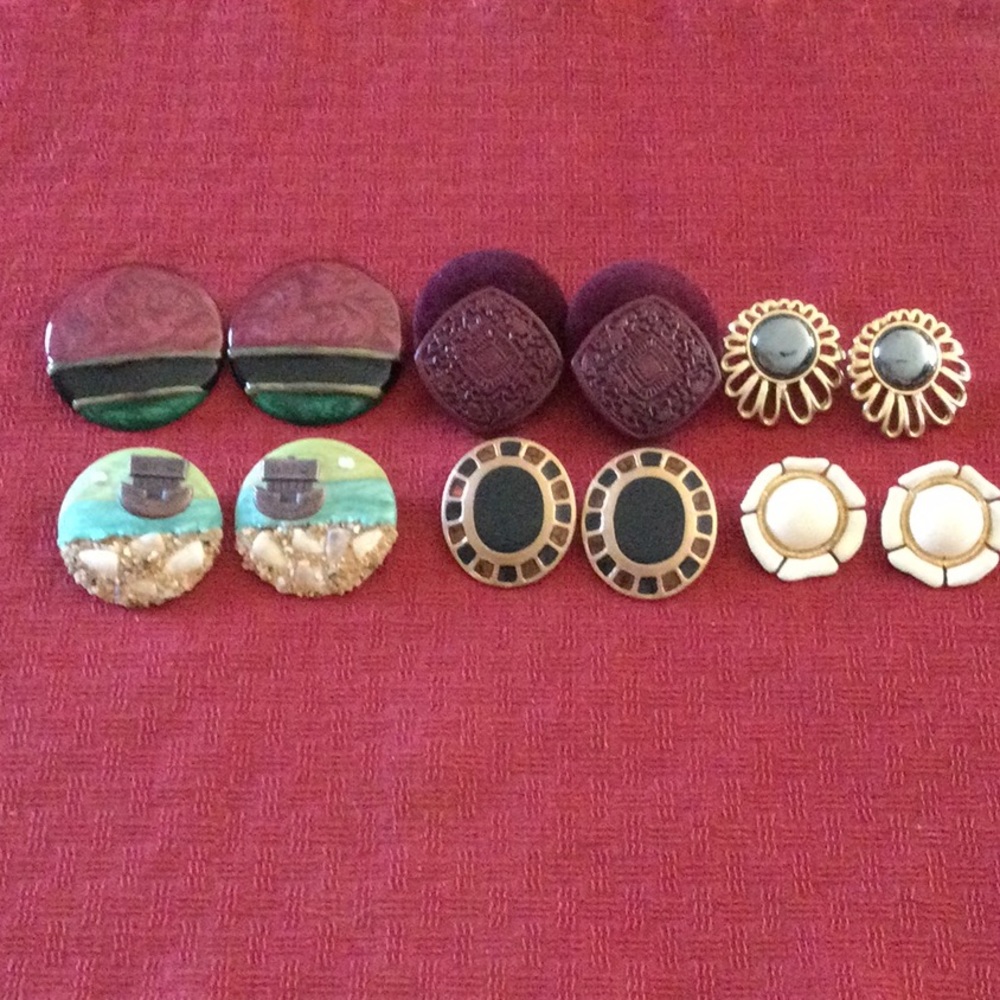 CLEARANCE Six Pairs of Disk Pierced Earrings